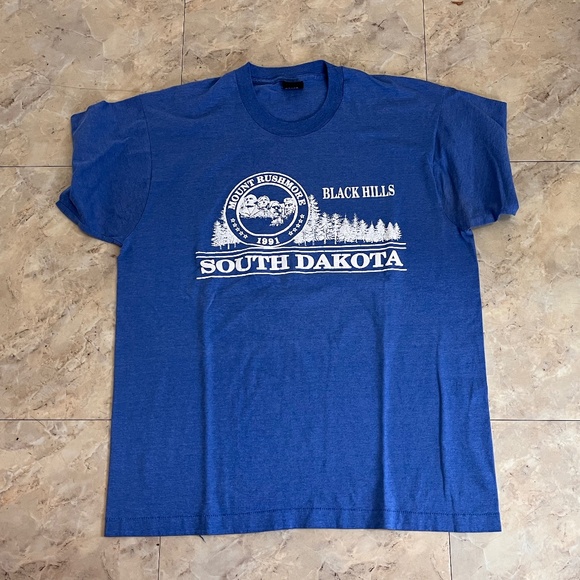 Vintage 90’s Screen Star Mount Rushmore Black Hills South Dakota Shirt XL Blue - Picture 1 of 3